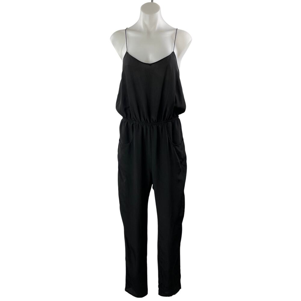 Topshop Black Sleeveless Cami Spaghetti Strap Scoop Tank Blouson Jumpsuit Size S